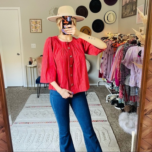 NEW Madewell Pintuck Swing Top in Windowpane Jacquard - Picture 7 of 10